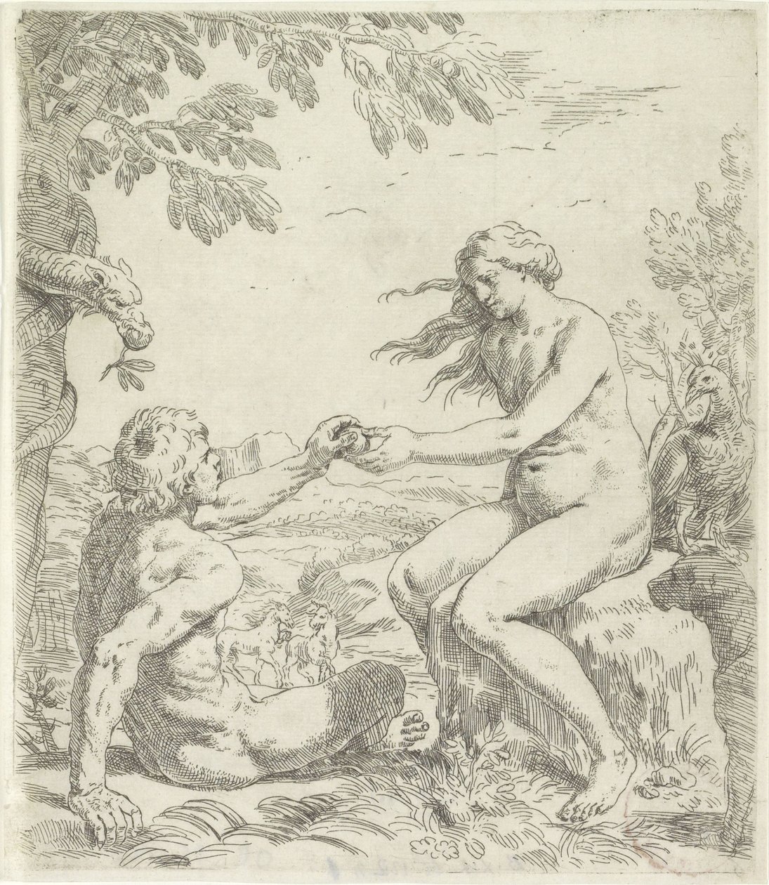 Seducción de Adán de Simone Cantarini