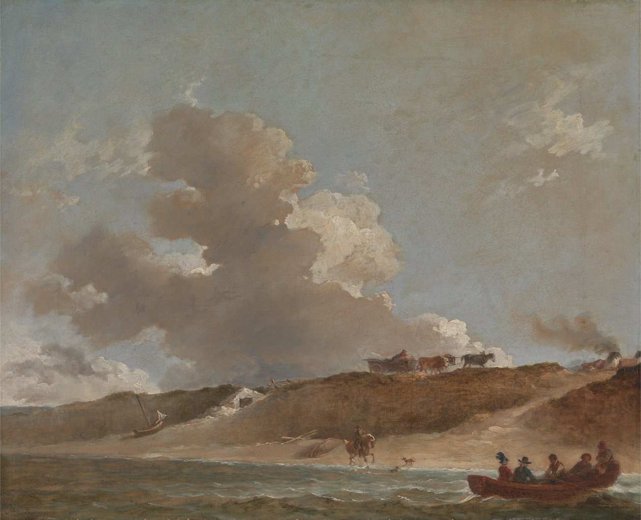 Paisaje costero con un ferry de Sir Peter Francis Bourgeois