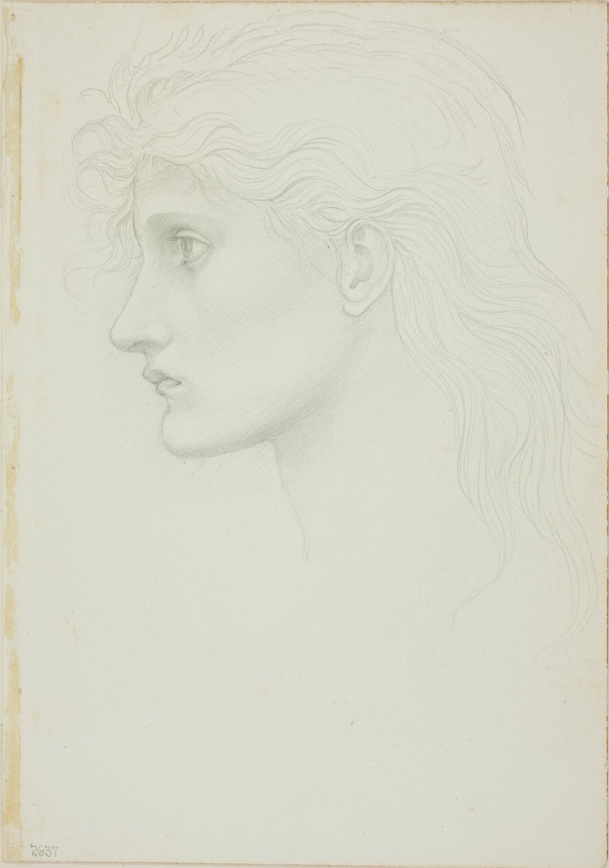 Cabeza de niña mirando a la izquierda de Sir Edward Burne Jones