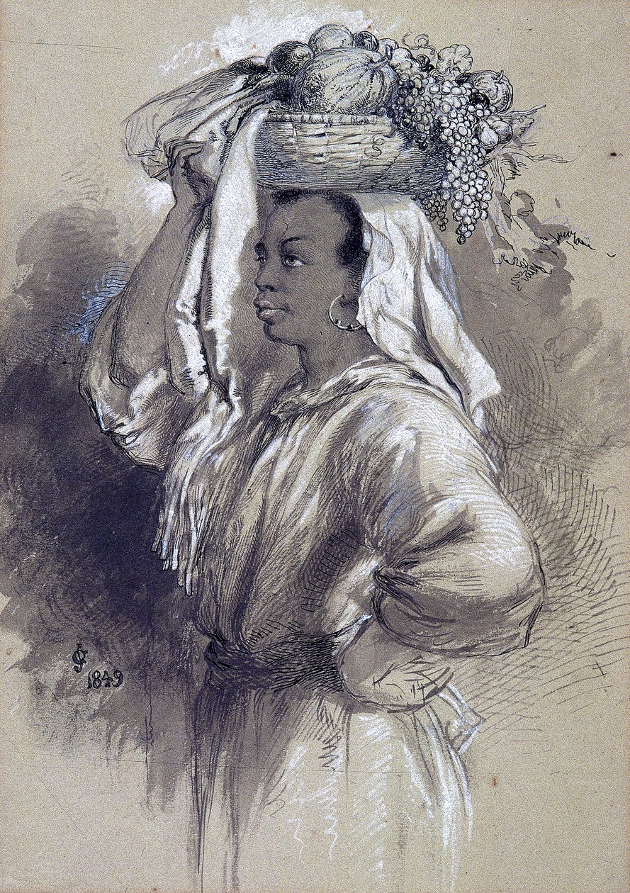 Niña con fruta, 1849 de Sir John Gilbert