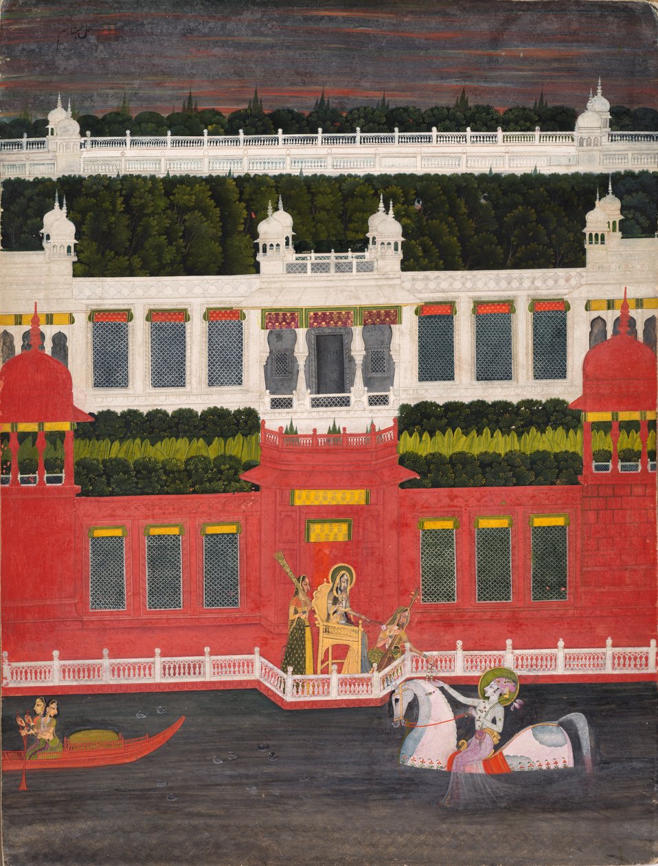 Krishna recibe una guirnalda de flores, c. 1750-1760 de Sitaram