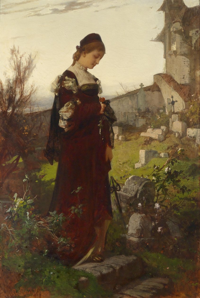 Niña en un cementerio de Sándor Liezen Mayer