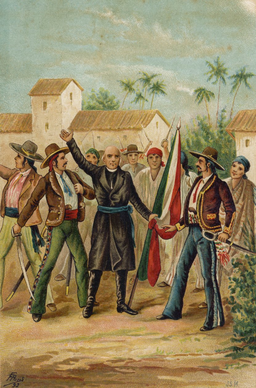 El sacerdote católico Miguel Hidalgo y Costilla emite el Grito de Dolores llamando a la independencia de México, 15 de septiembre de 1809 de Spanish School