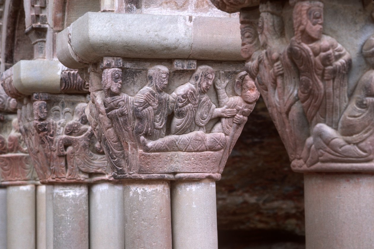 Capitel del claustro que representa la resurrección de Lázaro de Spanish School