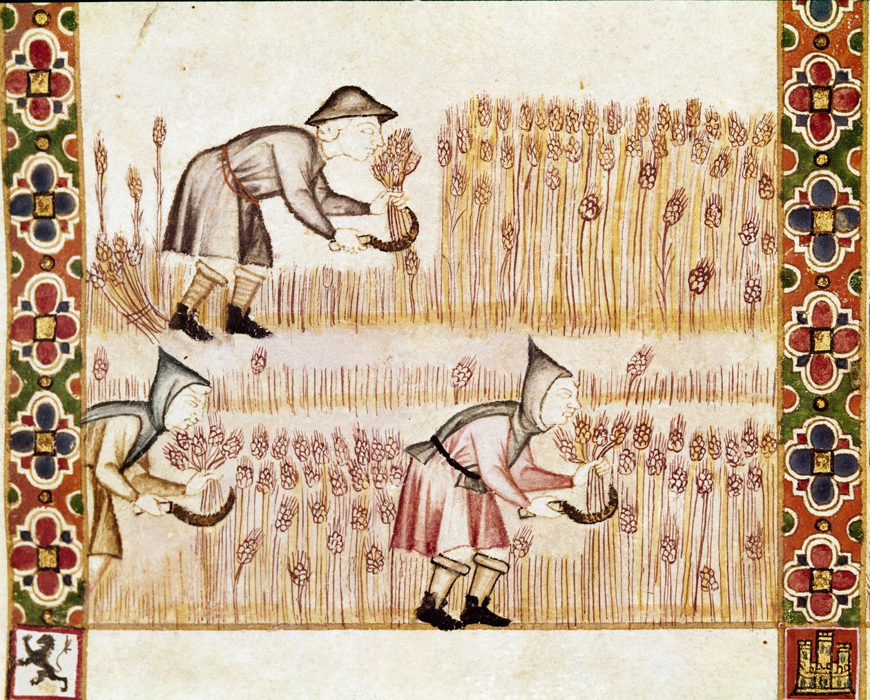 El campesino cosecha trigo (detalle) de Spanish School