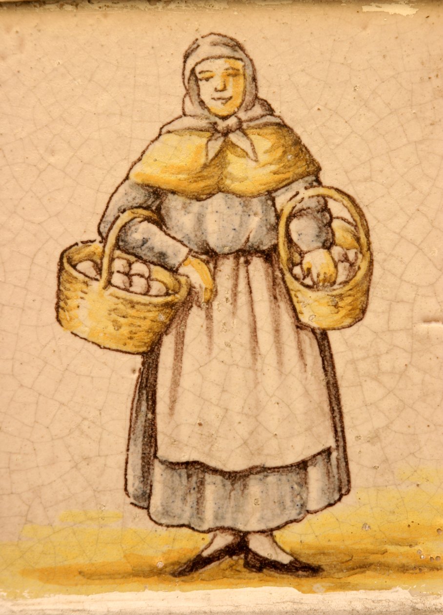 Azulejo que representa a una campesina de Spanish School