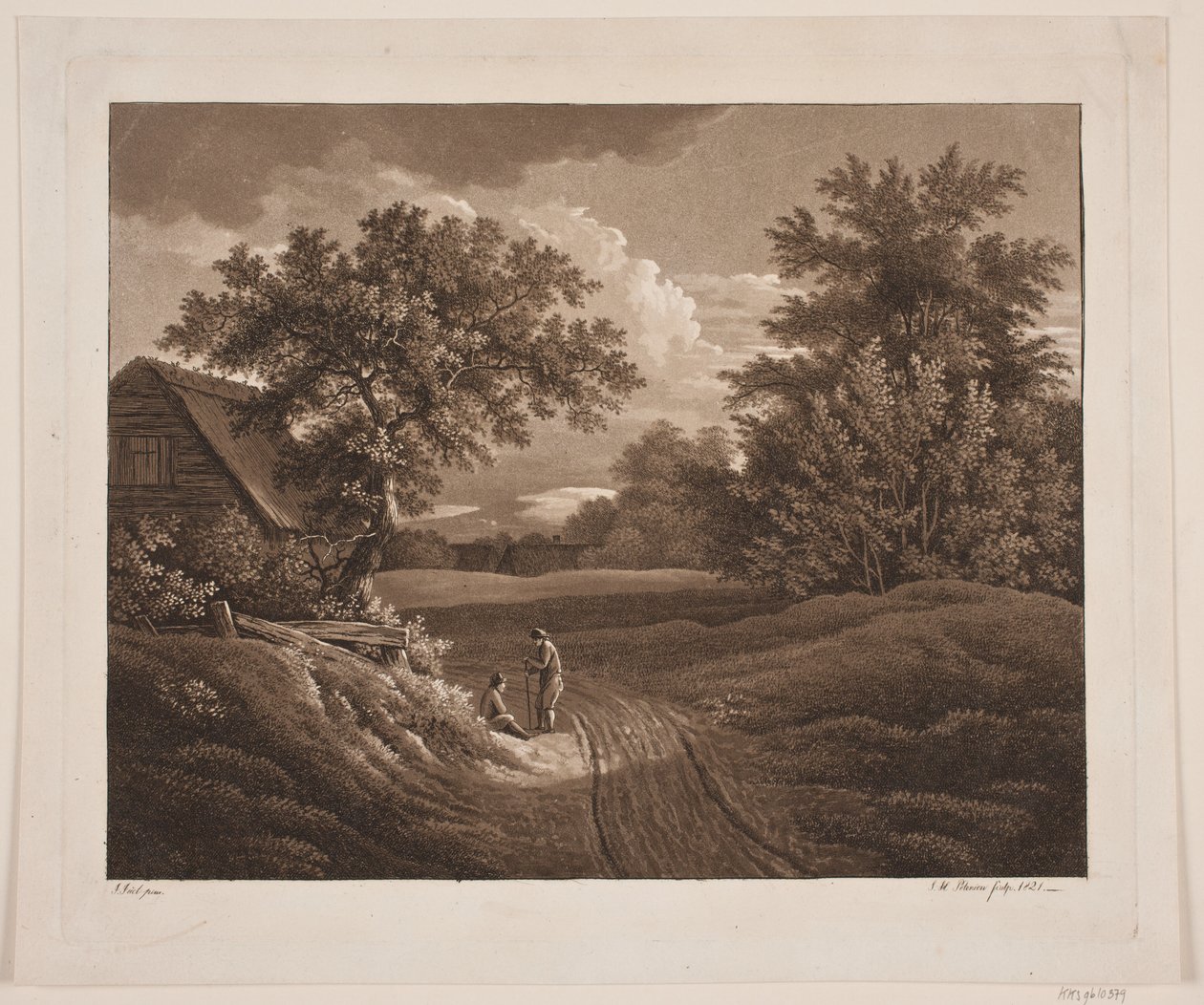 Paisaje con dos campesinos conversando de Søren Henrik Petersen