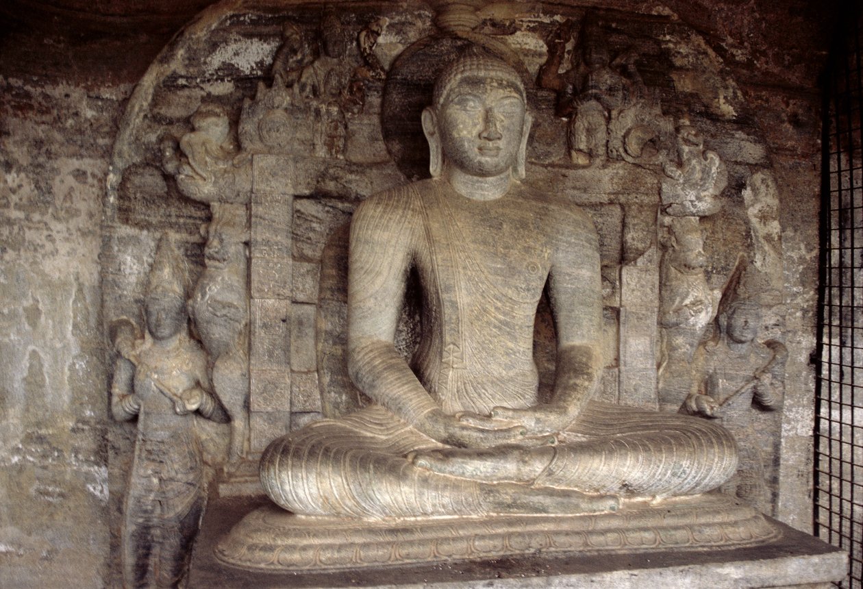 Buda sentado, Cueva Vijjadhara, Gal Vihara (granito) de Sri Lankan