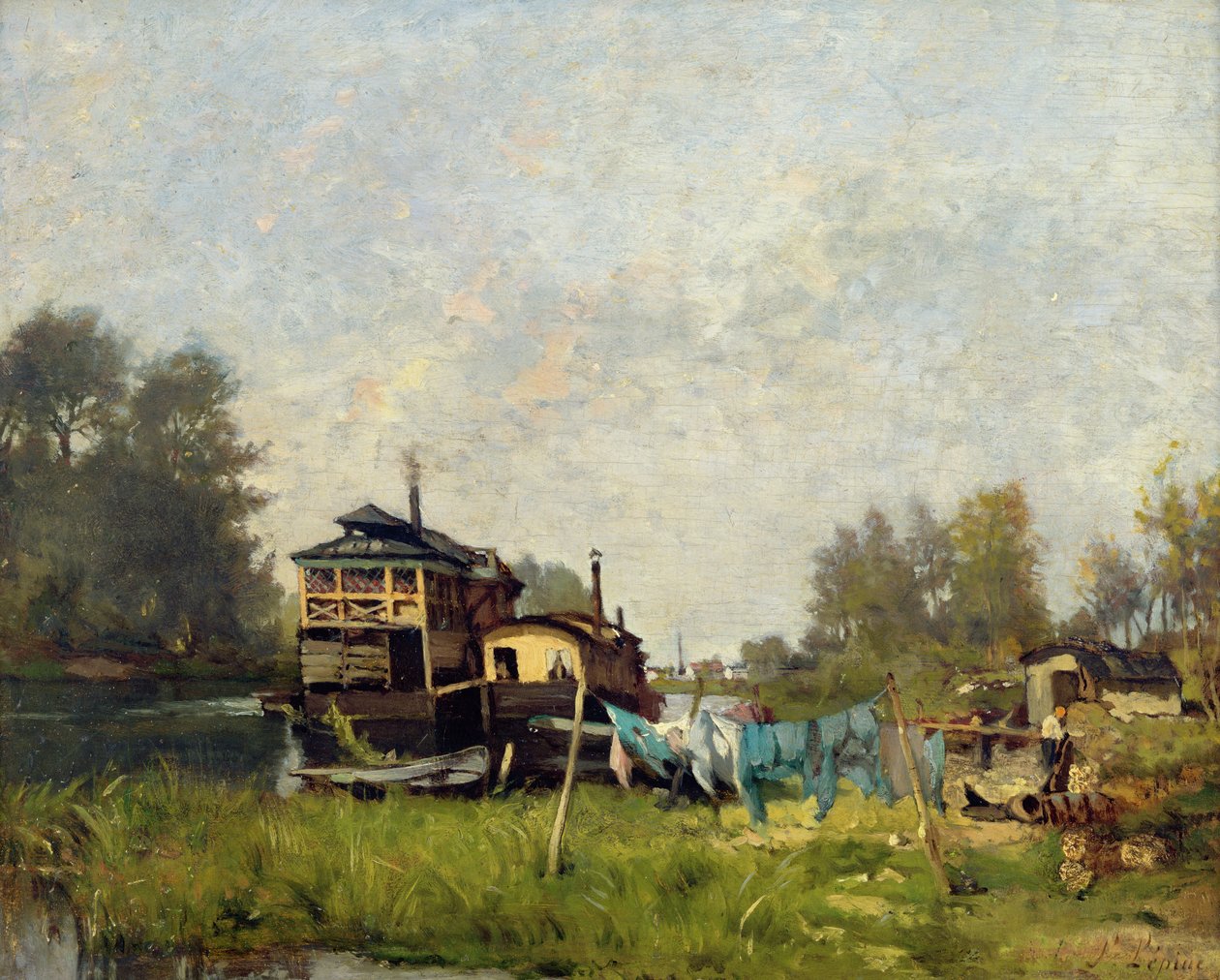 Barco de lavanderas en el Sena de Stanislas Victor Edouard Lepine