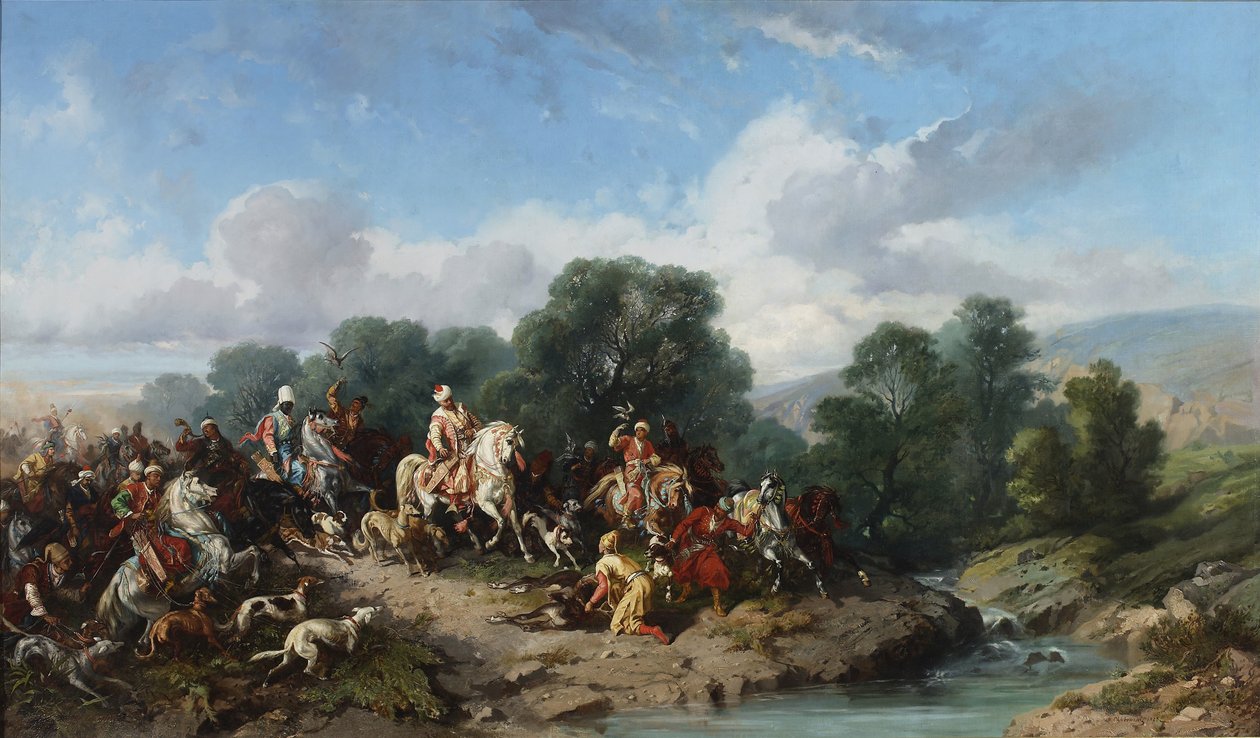 La cetrería del sultán Ahmed III, 1873 de Stanislav Khlebovsky