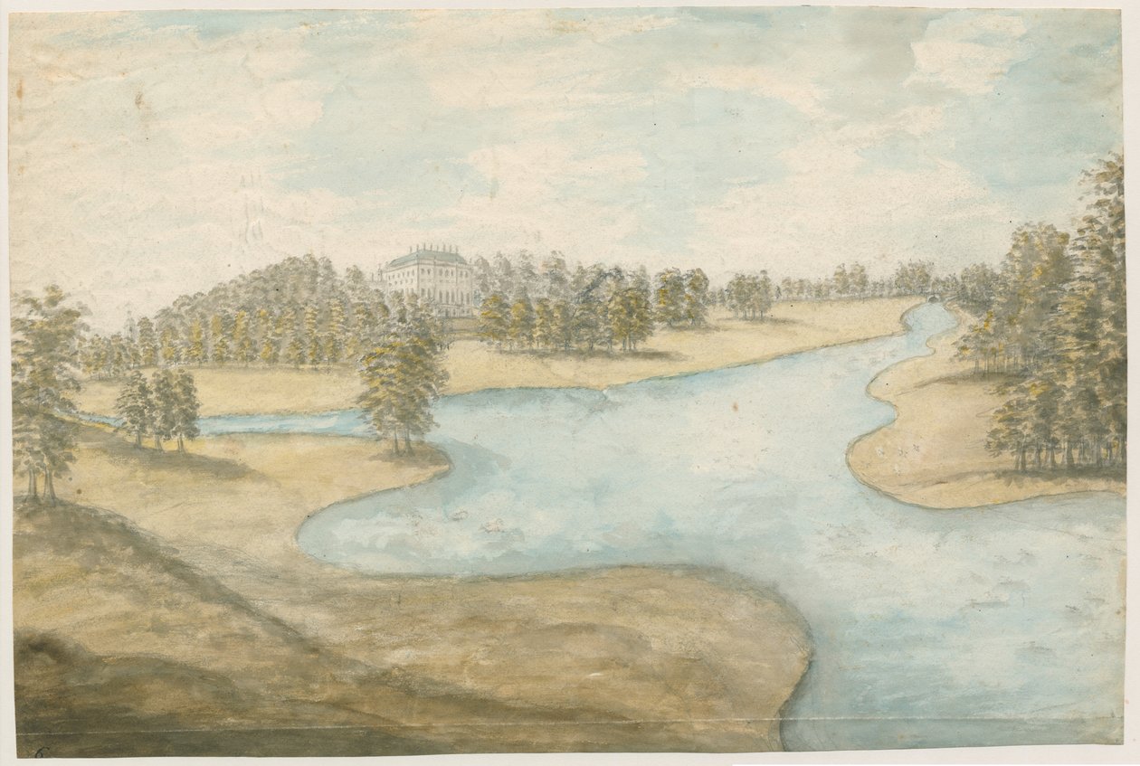 Teddesley Hall: pintura en acuarela, nd [1762-1802] de Stebbing Shaw