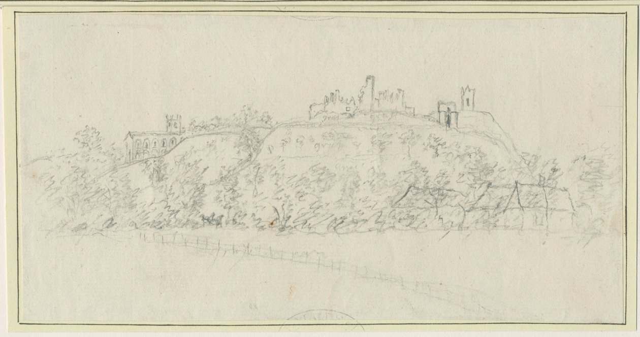 Castillo de Tutbury: dibujo a lápiz, nd [1762-1802] de Stebbing Shaw