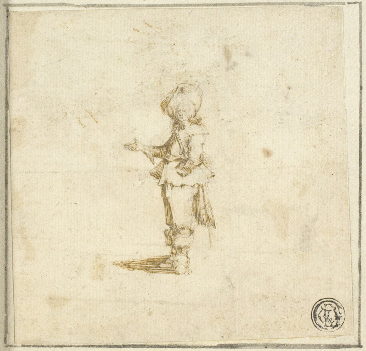 Caballero de pie, señalando con la mano derecha de Stefano della Bella