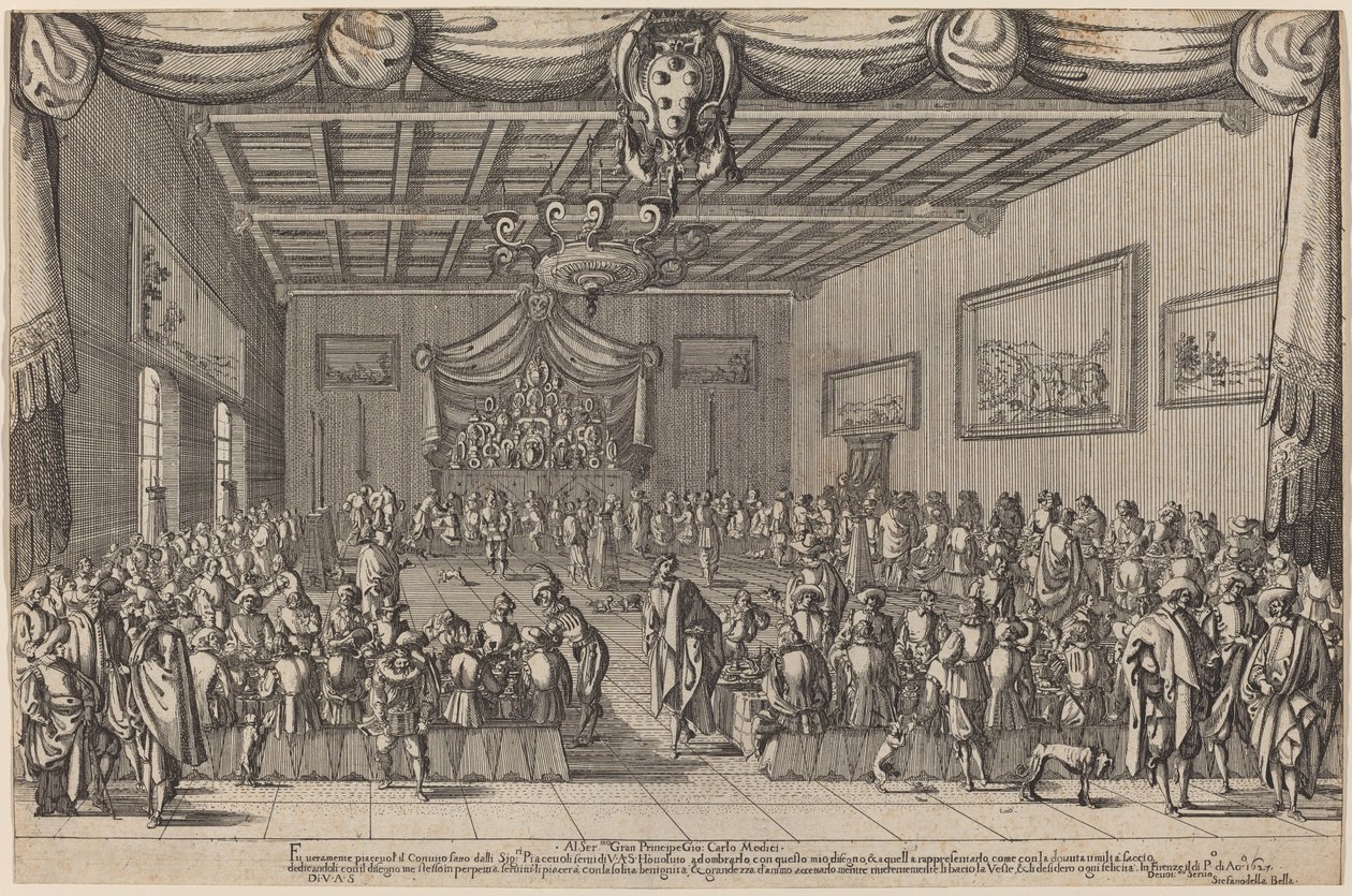 El banquete de los Piacevoli de Stefano della Bella