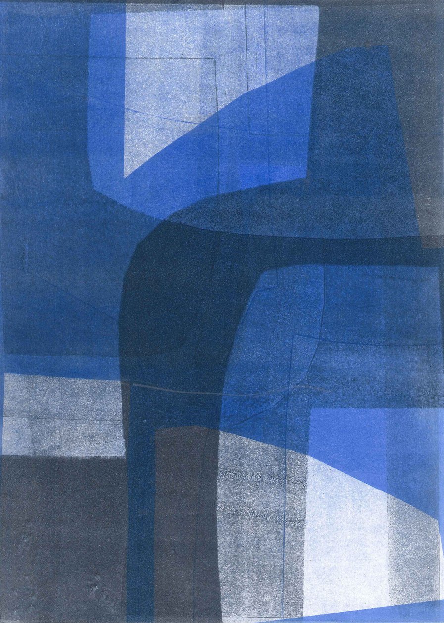 Arcos azules VI, 2015 (monocopia sobre papel) de Stephen Dow