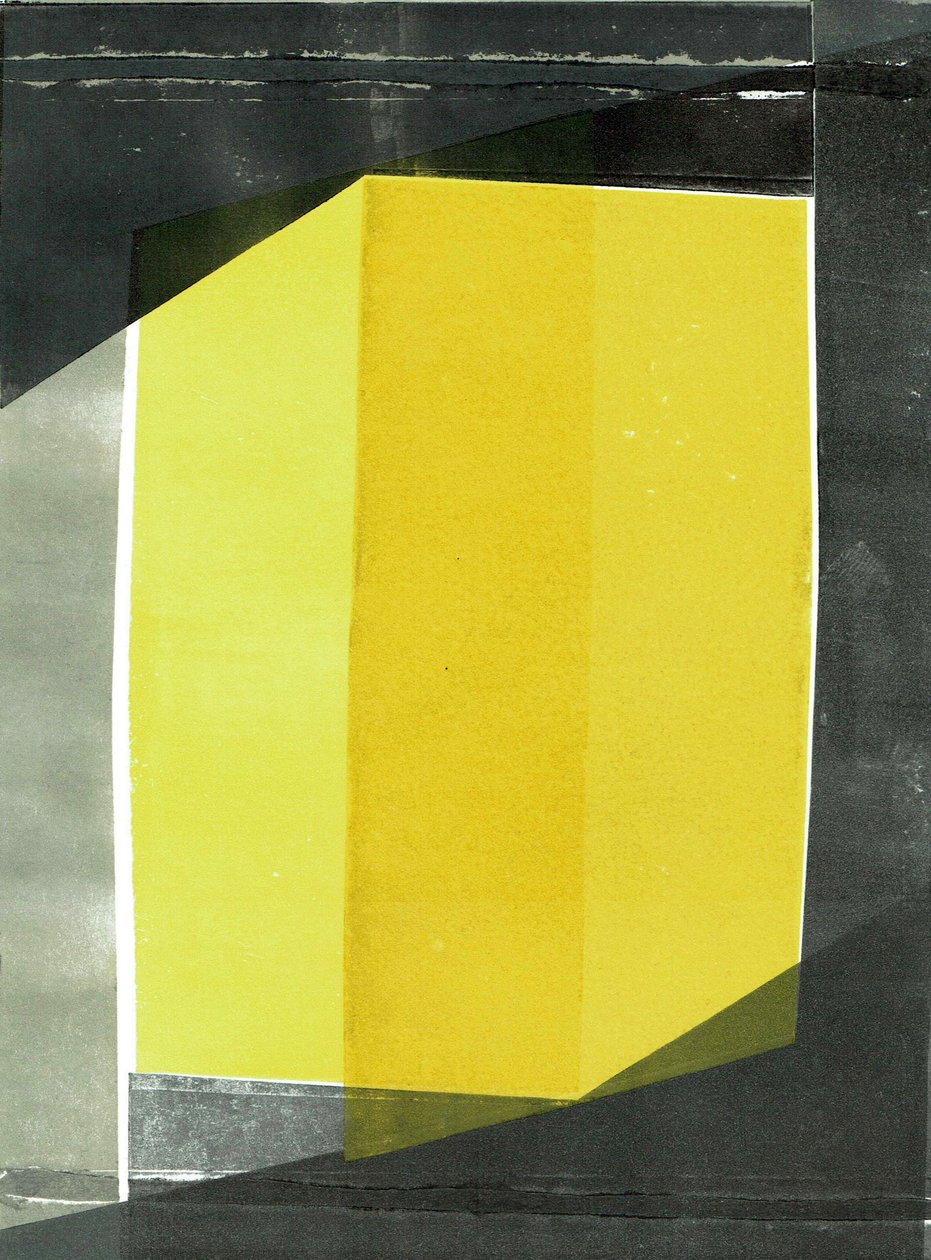 Oblique I, 2020, monocopia sobre papel de Stephen Dow