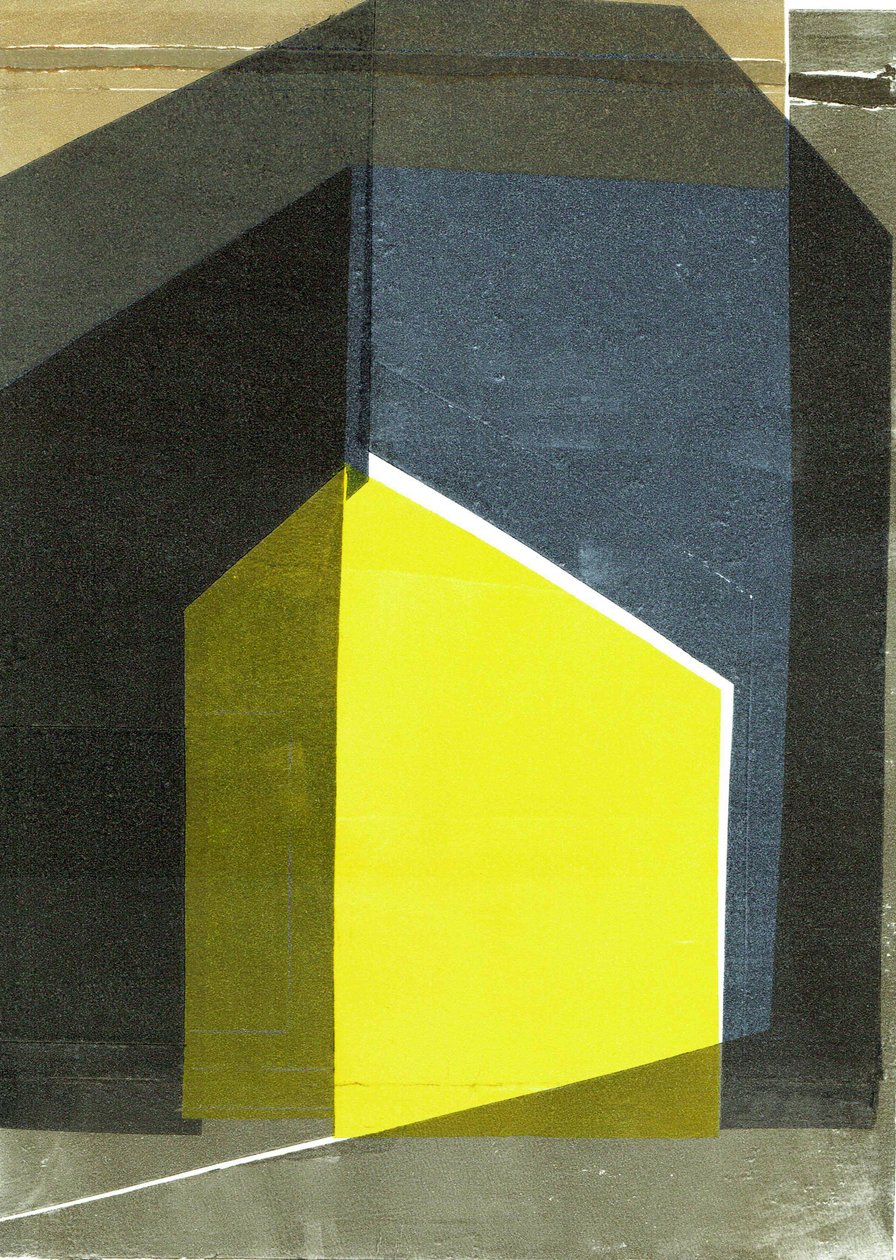 Oblique V, 2020, monocopia sobre papel de Stephen Dow
