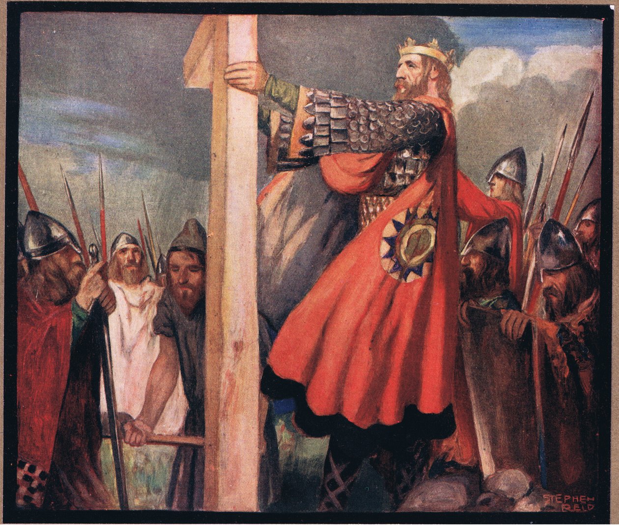 San Oswaldo en Hevenfelth (litografía en color) de Stephen Reid
