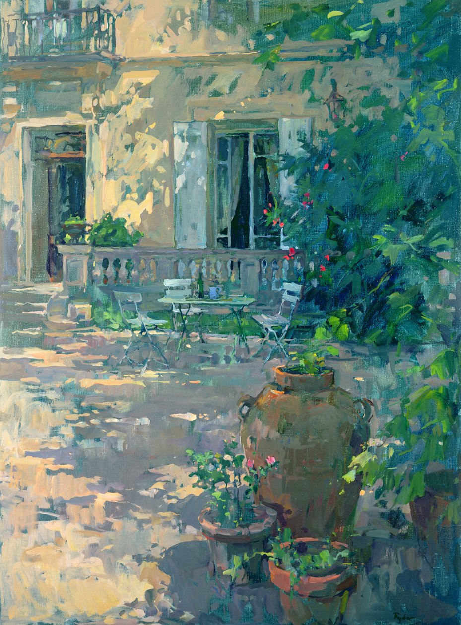 Terraza con urnas de Susan Ryder