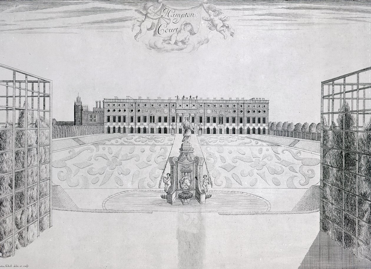Frente sur de Hampton Court, c.1830 de Sutton Nicholls