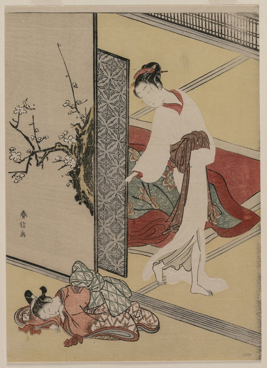 Cortesana y Asistente Durmiente de Suzuki Harunobu