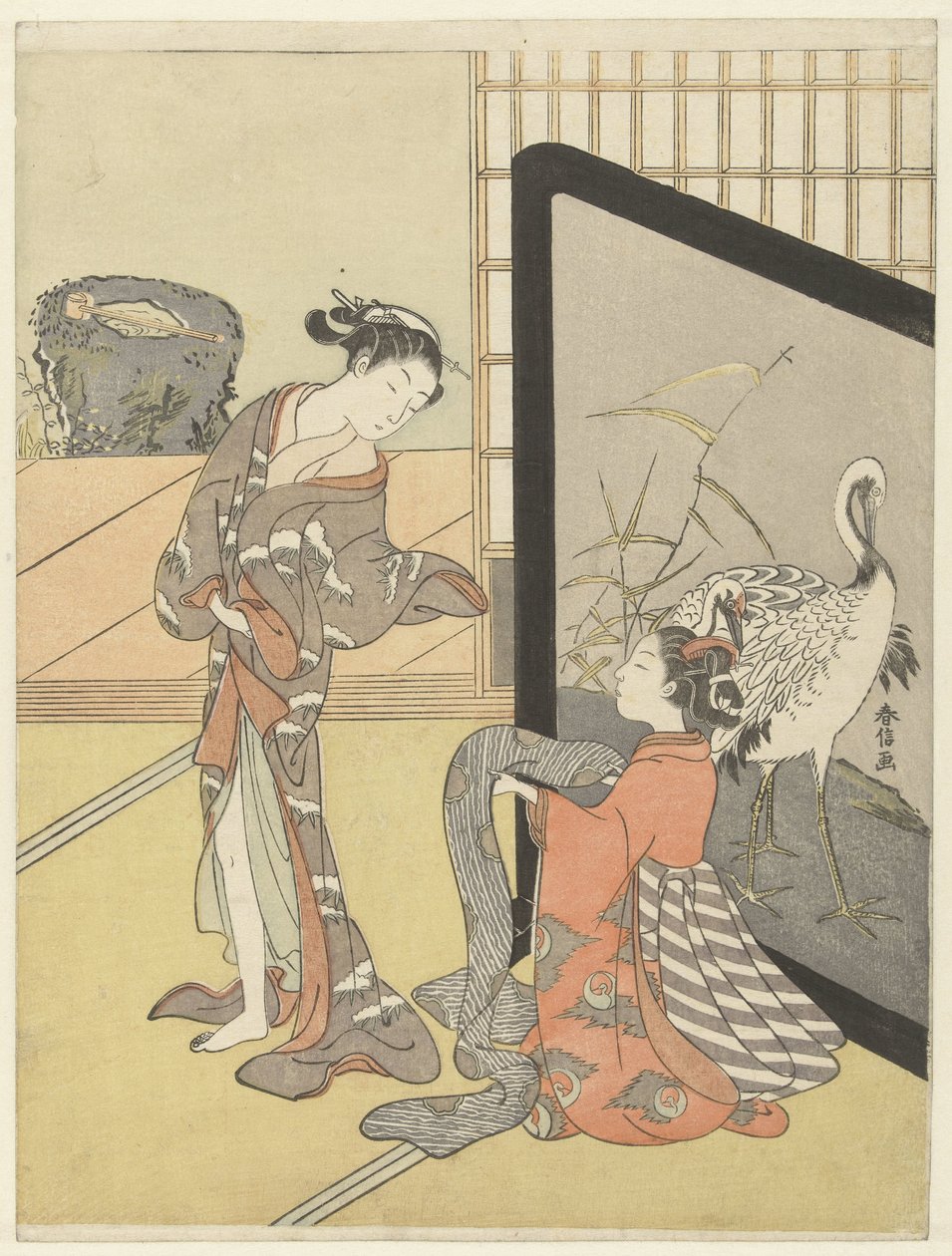 Elegir un obi de Suzuki Harunobu