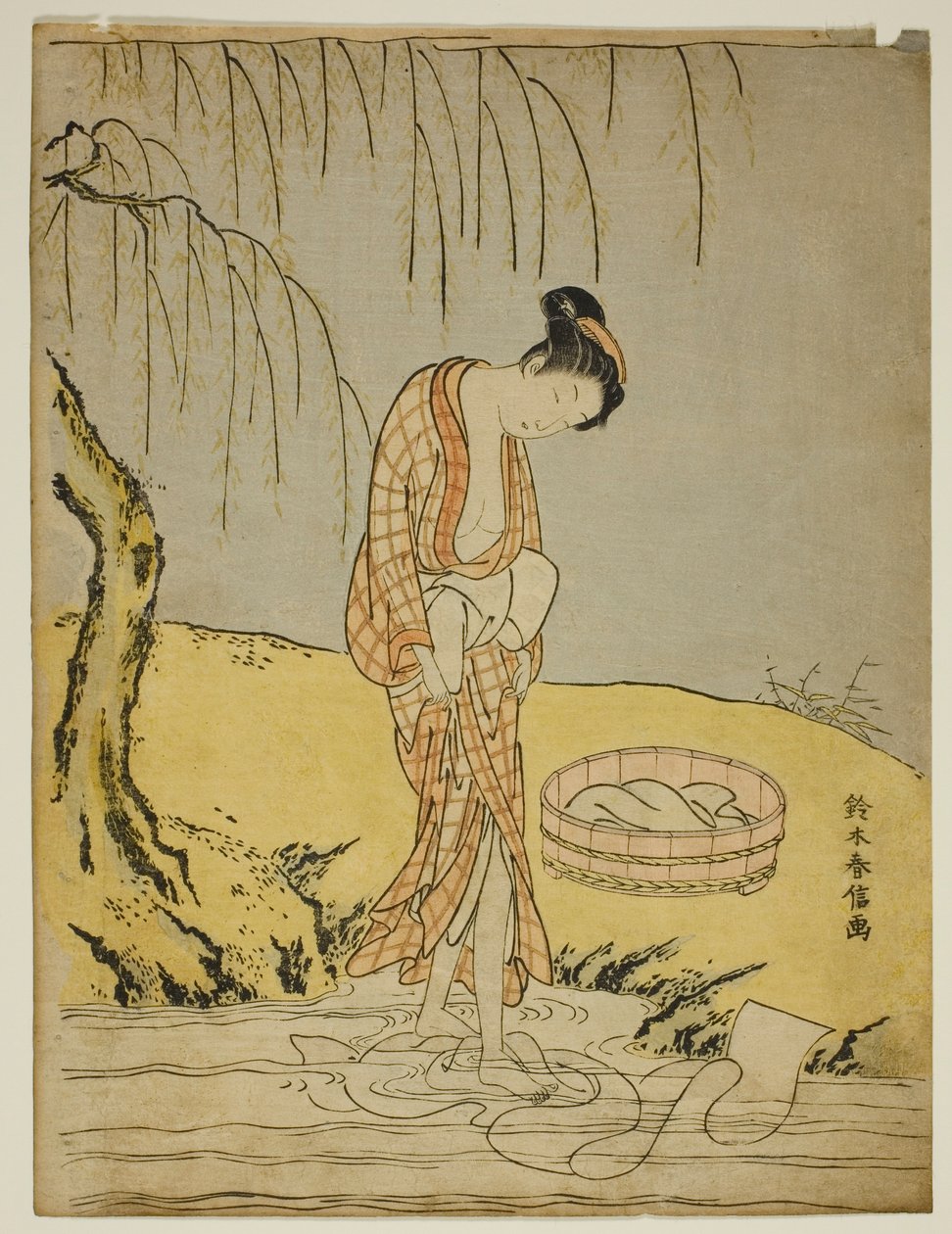 Lavando ropa en un arroyo de Suzuki Harunobu