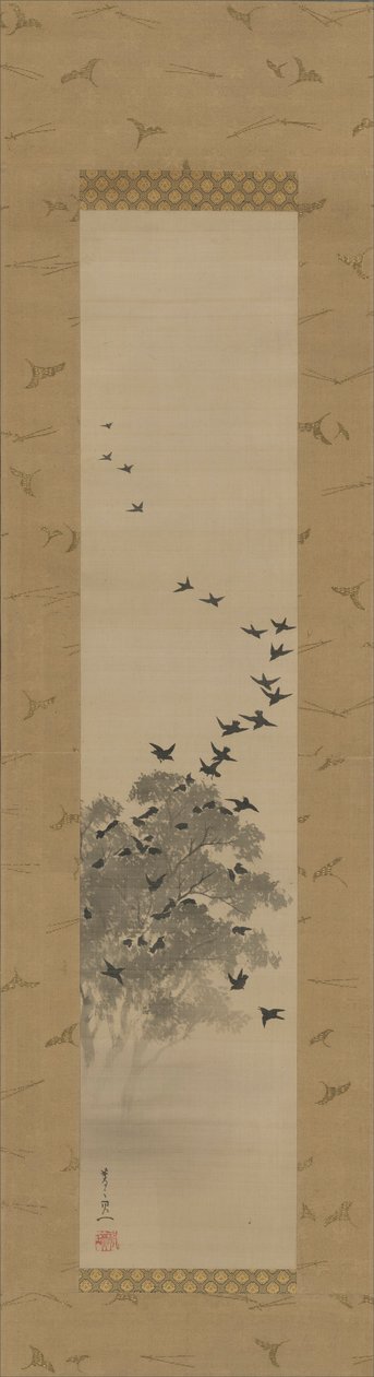 pájaros negros de Suzuki Kiitsu
