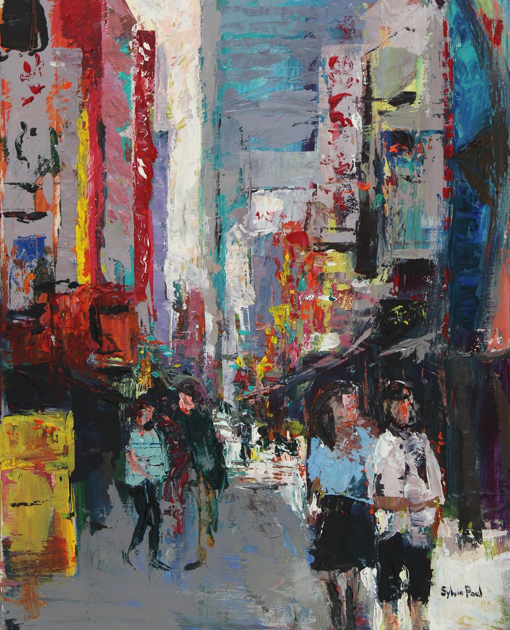 Compras en Tokio, 2024 (acrílico) de Sylvia Paul
