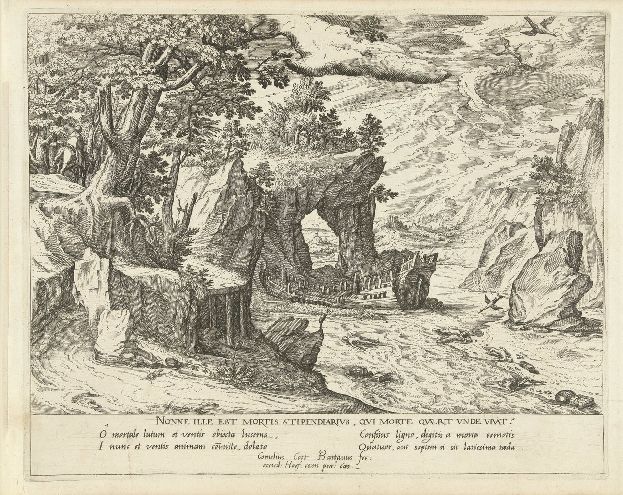 naufragio Paisajes alegóricos (título de serie) de Symon Novelanus (attributed to)