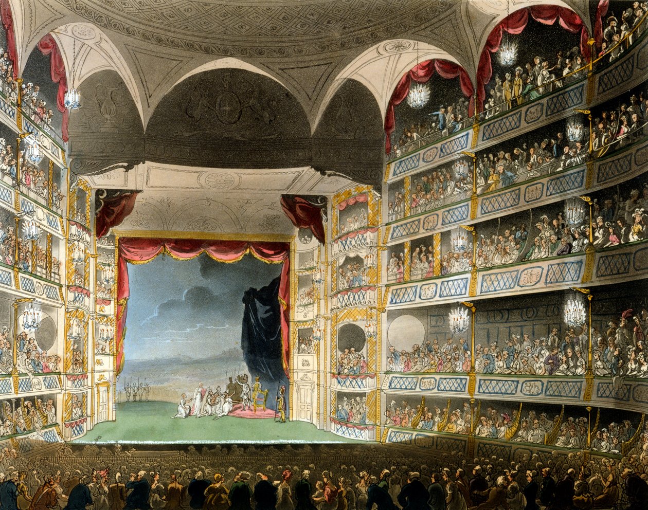 Teatro Drury Lane, de Microcosm of London, por R Ackermann, 1808 de Pugin and Rowlandson