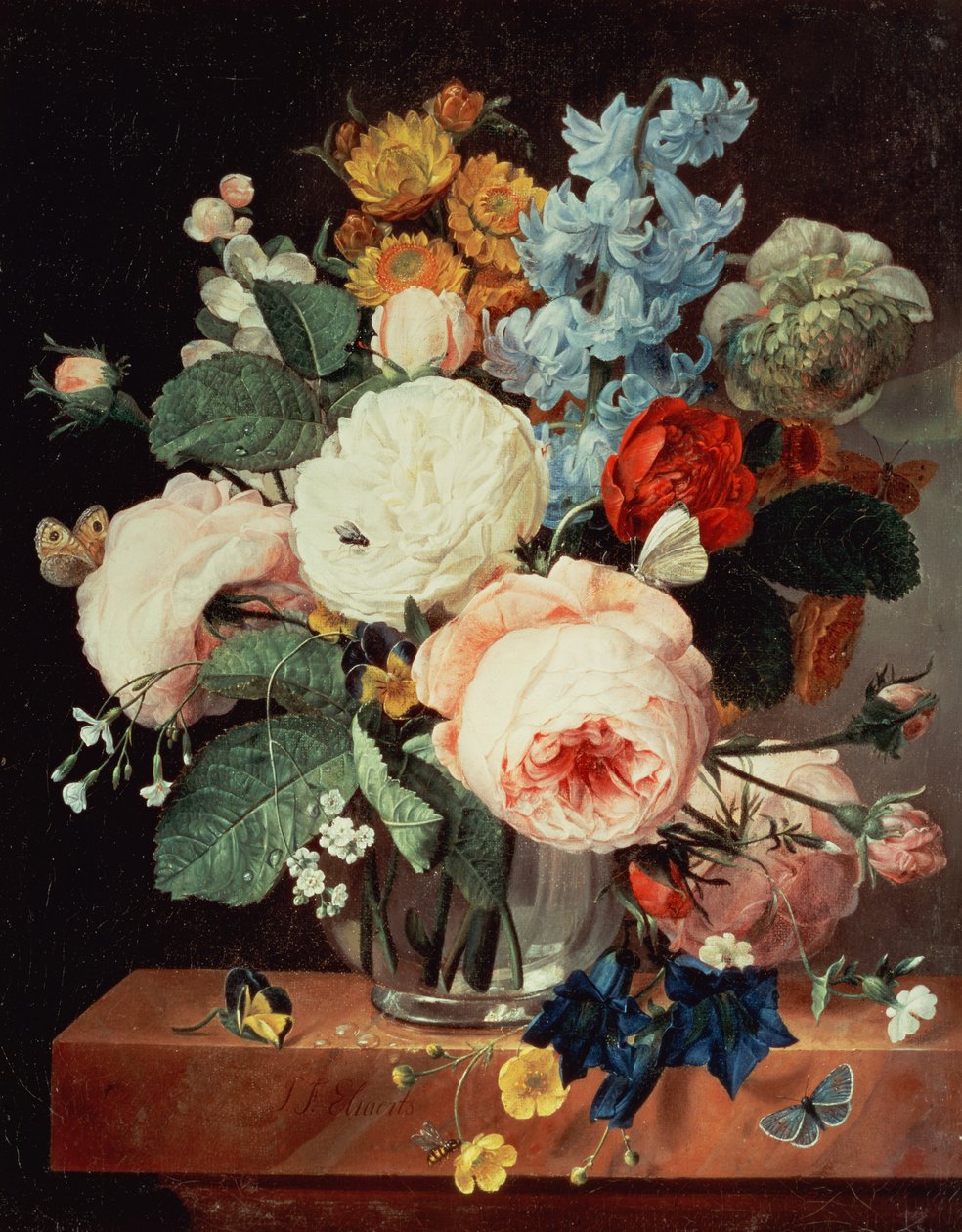Jarrón de Flores en un borde de mármol de T.F. Ehaerts