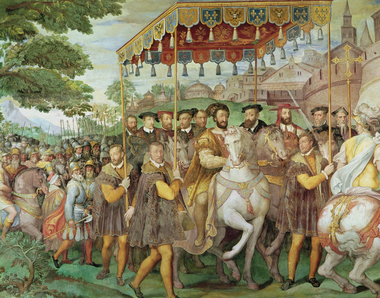 La Entrada Solemne del Emperador Carlos V (1500-58), Francisco I (1494-1547) y Alessandro Farnese (1546-92) a París en 1540, de la 