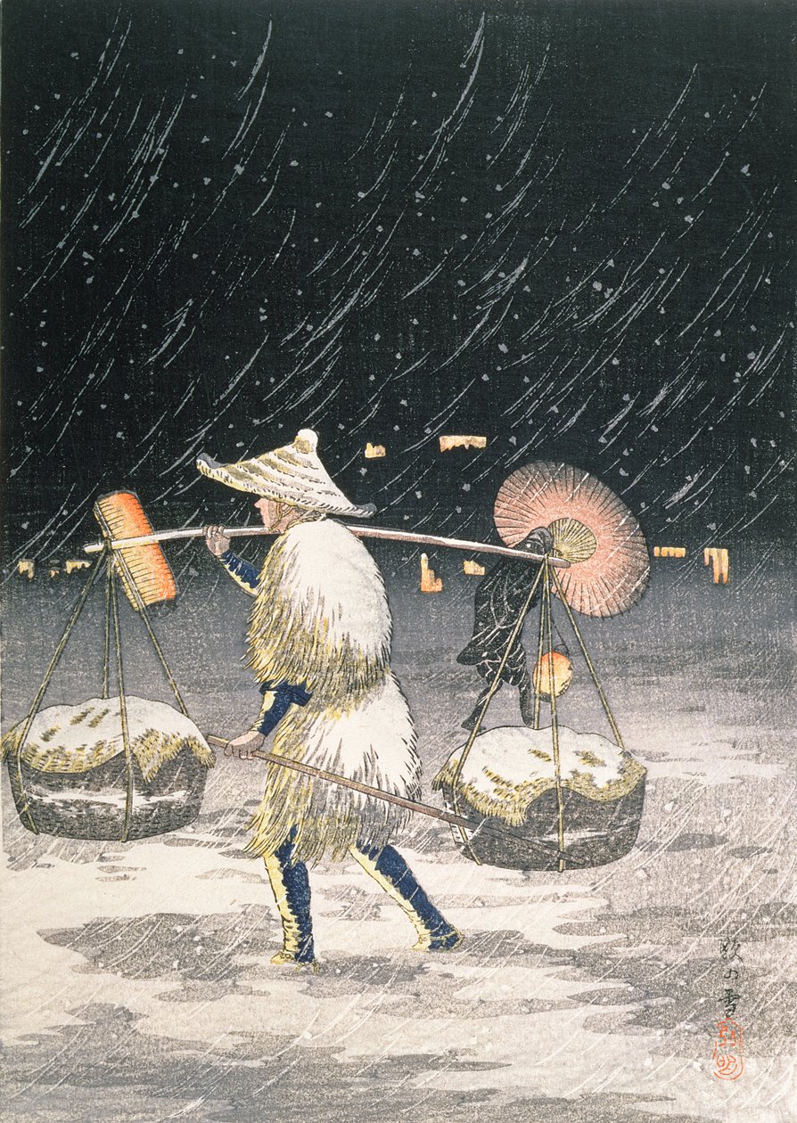 Nieve nocturna, c.1930s de Takahashi Hiroaki