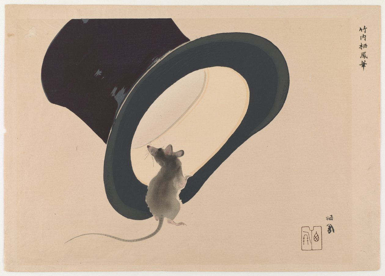Ratón y Sombrero de Takeuchi Seiho