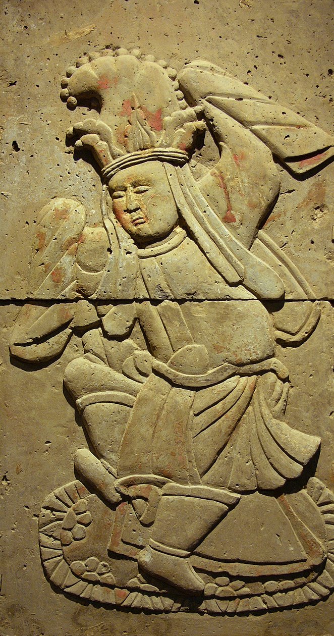Estela que representa a un músico de Tang Dynasty Chinese School