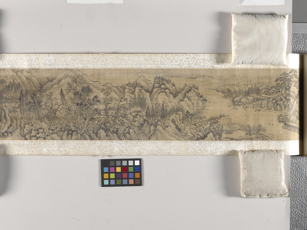 Viewing The Scenic Landscape (tinta sobre seda) de Yin Tang