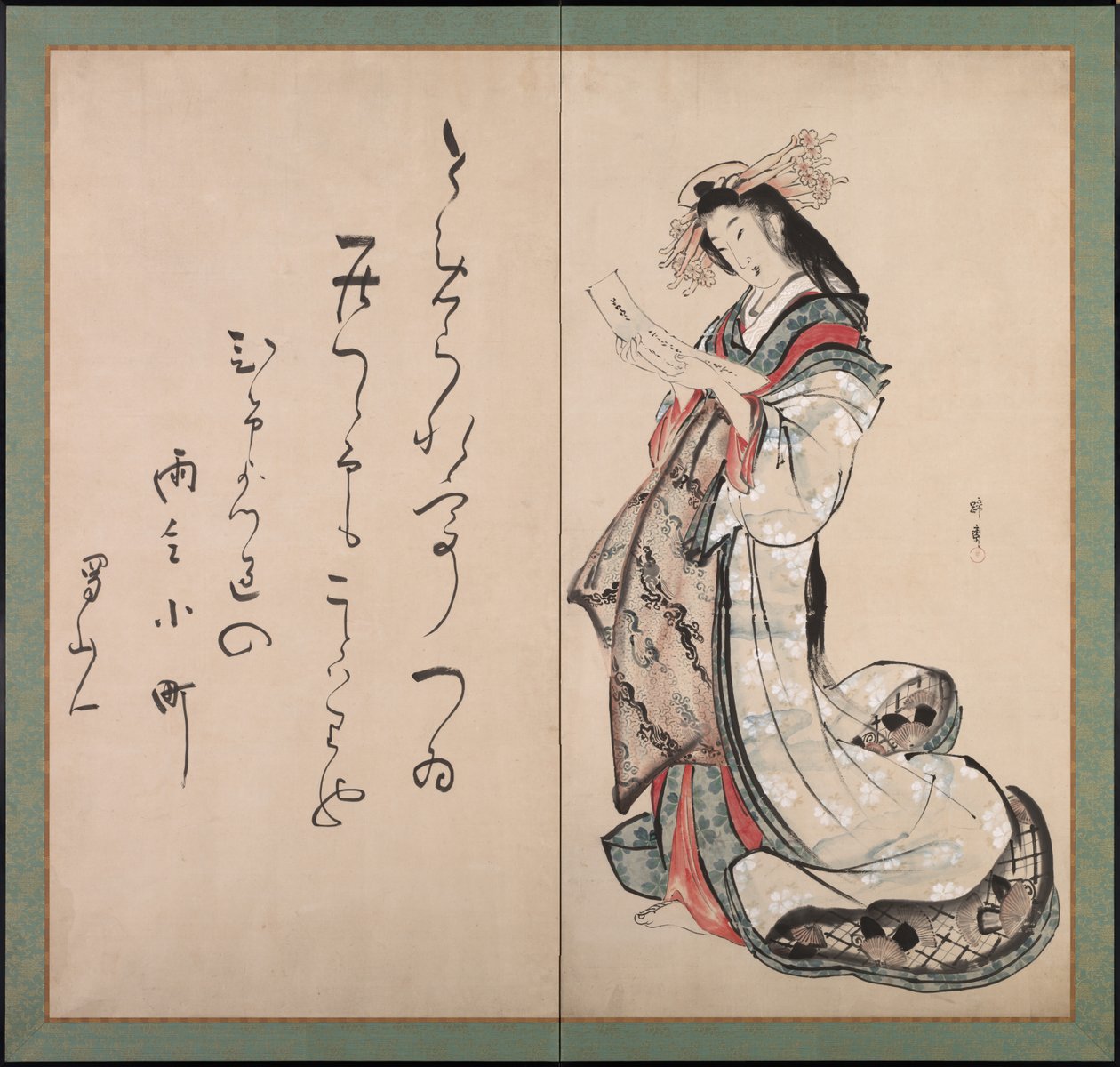 Courtesan Reading a Letter de Teisai Hokuba