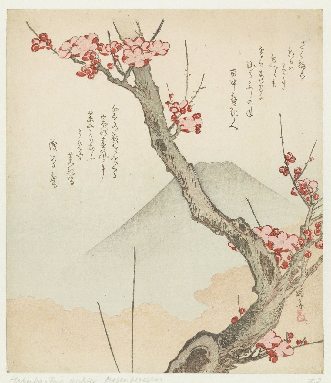 Monte Fuji y un ciruelo en flor de Teisai Hokuba