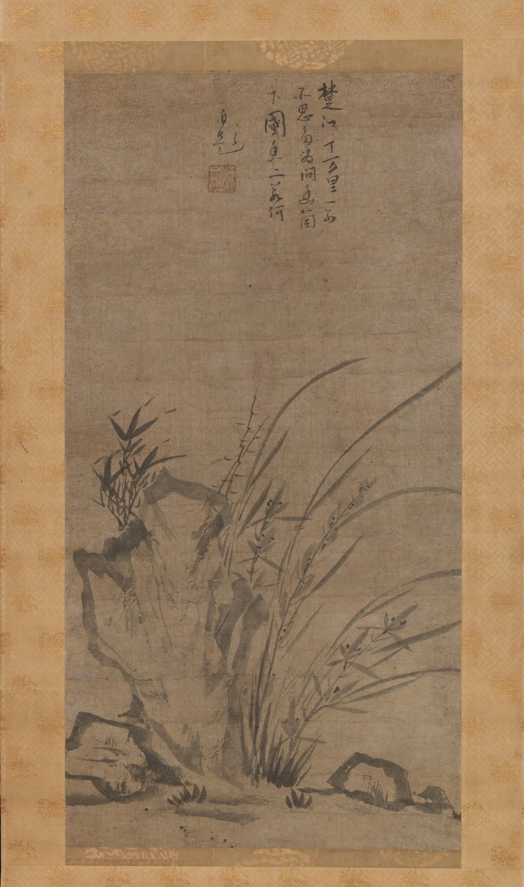 Orquídeas, Bambú, Zarzas y Rocas, mediados del siglo XIV de Tesshu Tokusai