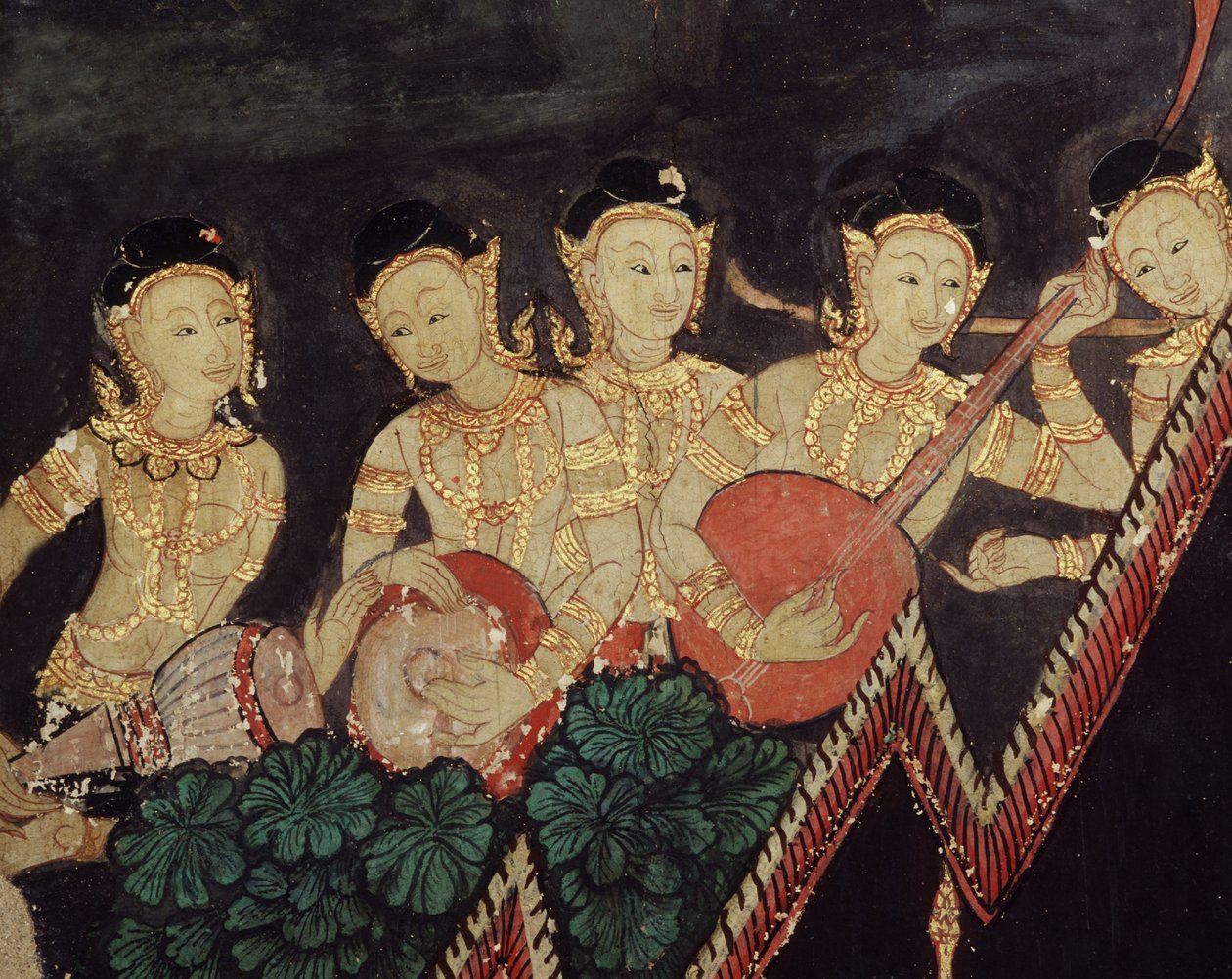 Detalle de músicos celestiales de Thai School
