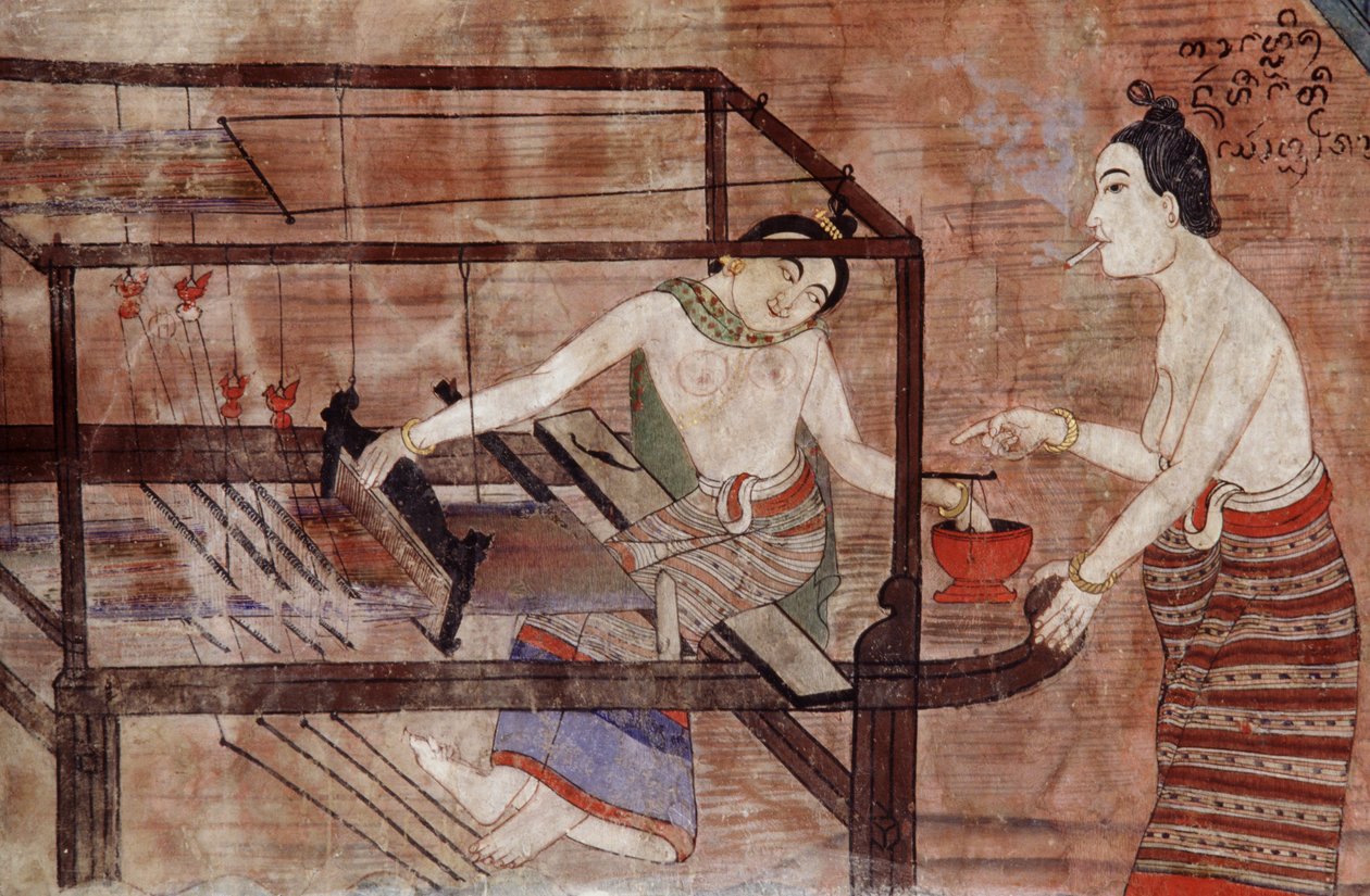 Mujeres tejiendo (mural) de Thai School