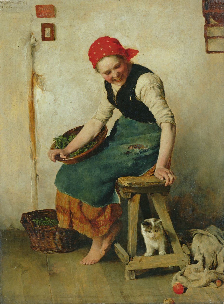 Niña con un gato, 1884 de Theodor Schmidt