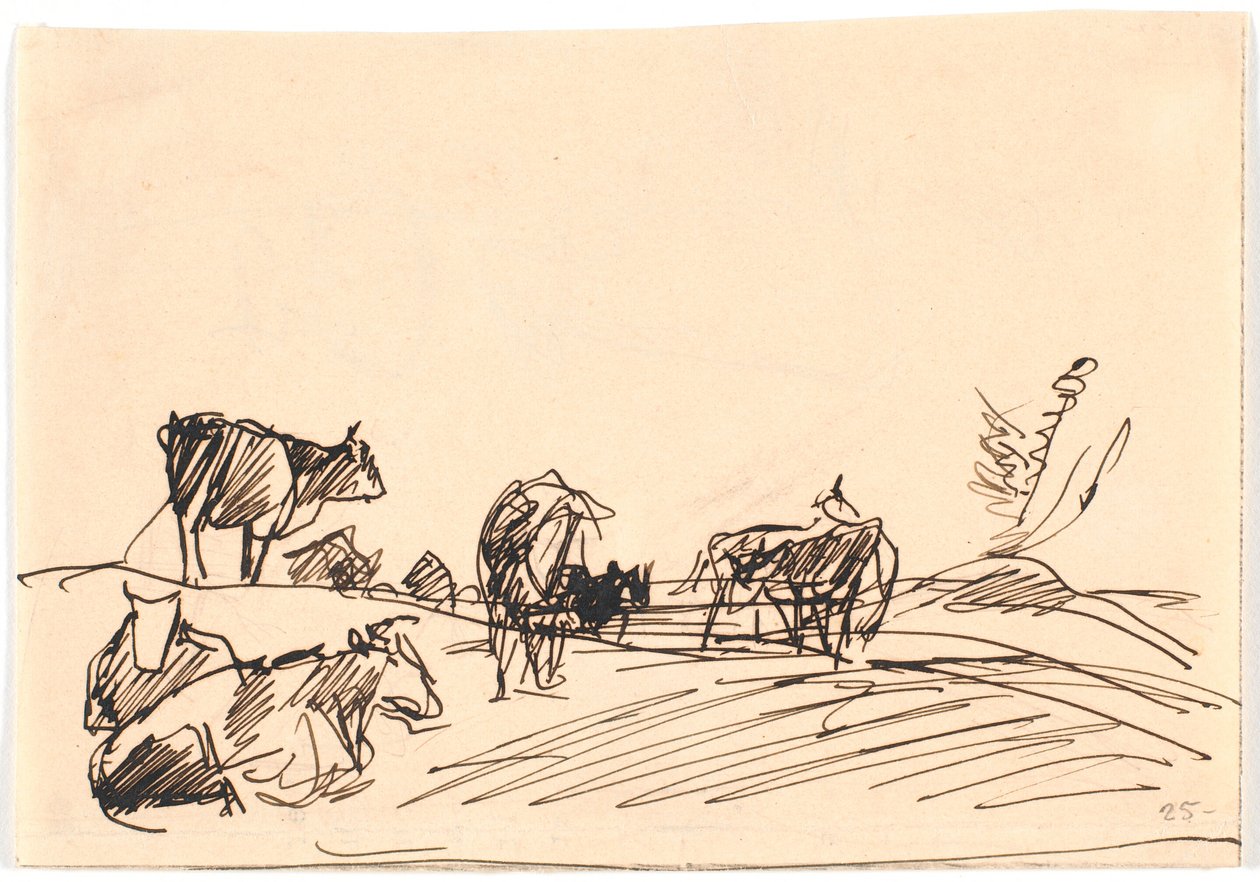 Paisaje con vacas acostadas y de pie de Theodor Philipsen