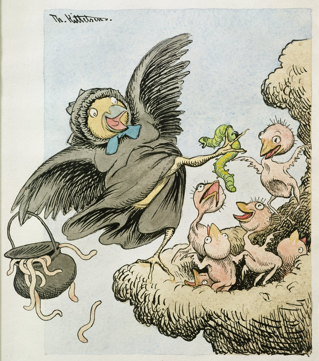 Aquí está la comida niñas de Theodor Kittelsen
