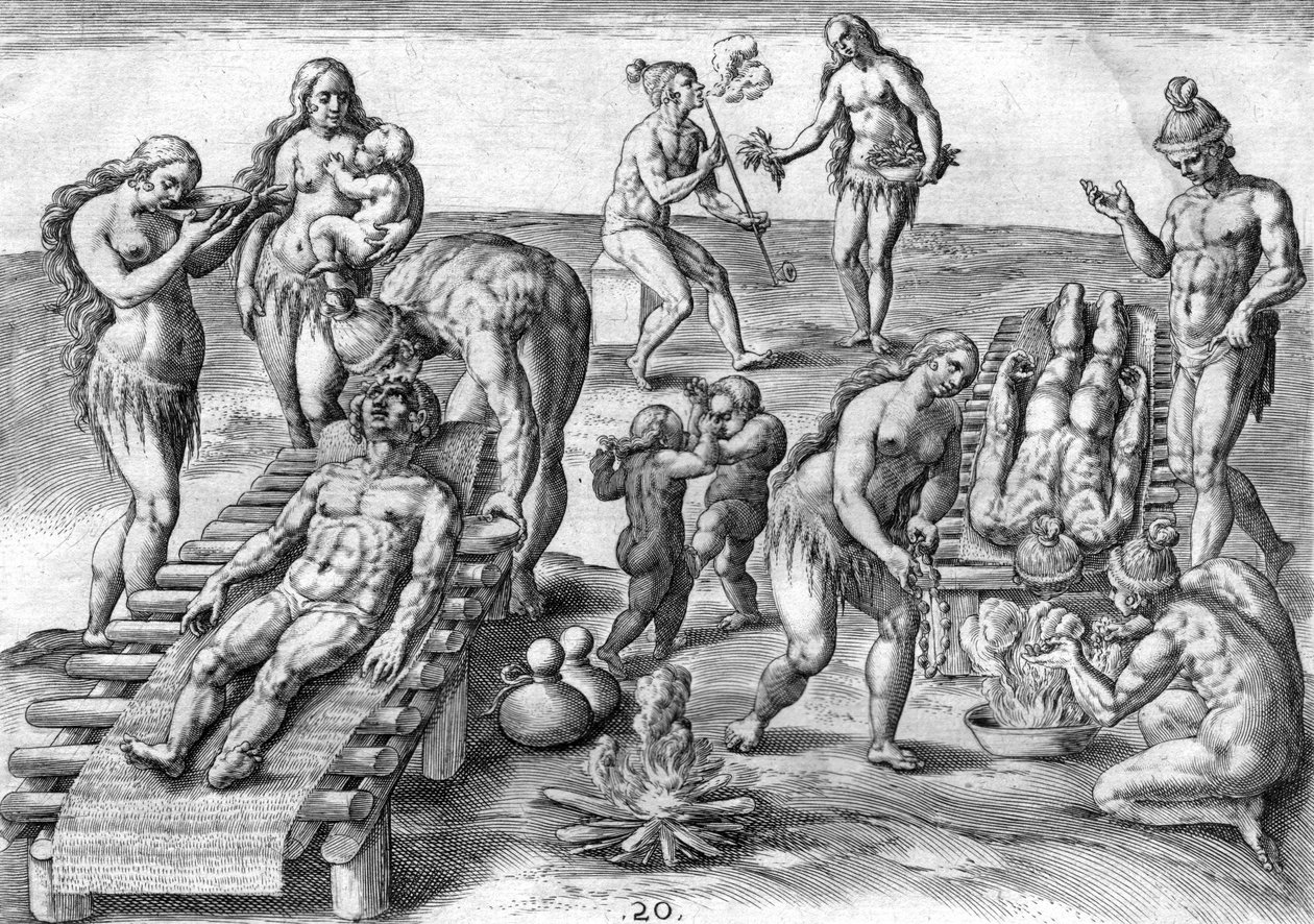 Los indios Timucuan tratan a los enfermos de Theodor de Bry