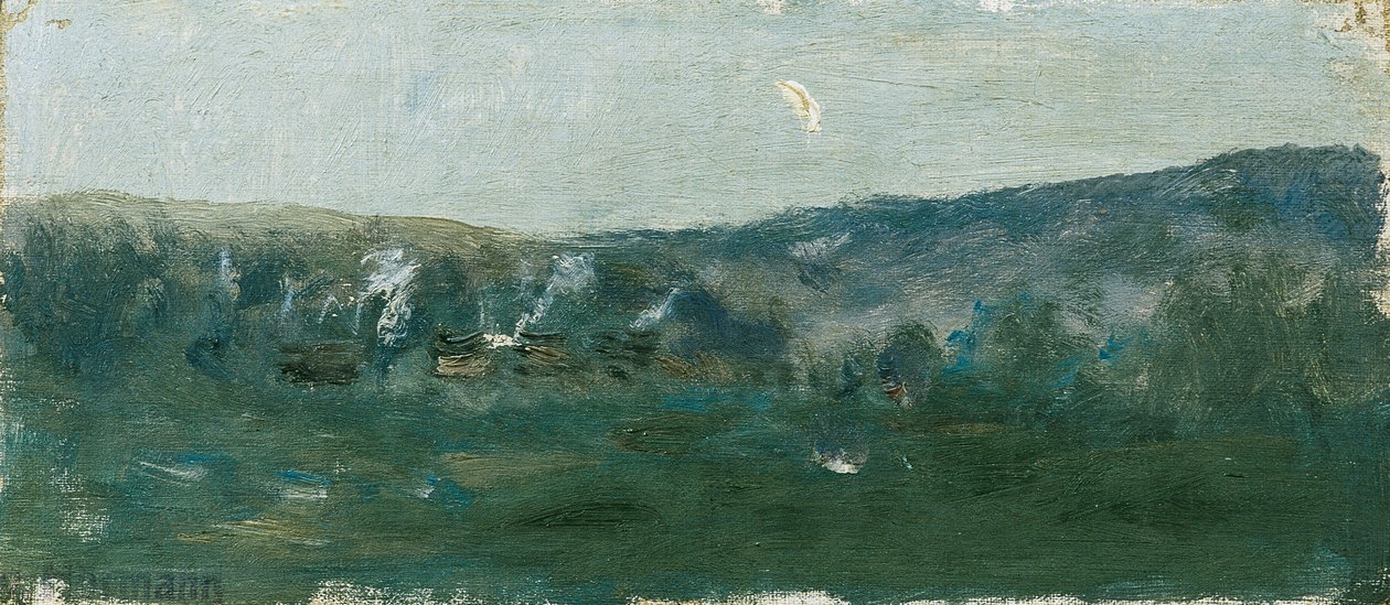 Paisaje montañoso con luna creciente de Theodor von Hormann