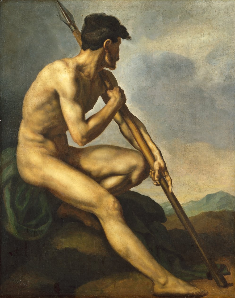 Guerrero Desnudo con una Lanza, c.1816 de Theodore Gericault