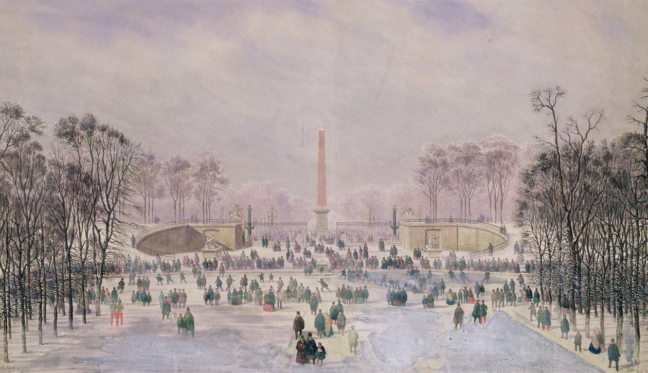 Patinaje en los Jardines de las Tullerías, c.1865 de Theodore Jung