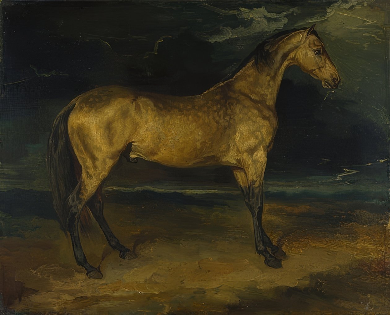Un caballo en la tormenta. Alrededor de 1813-14 de Theodore Gericault